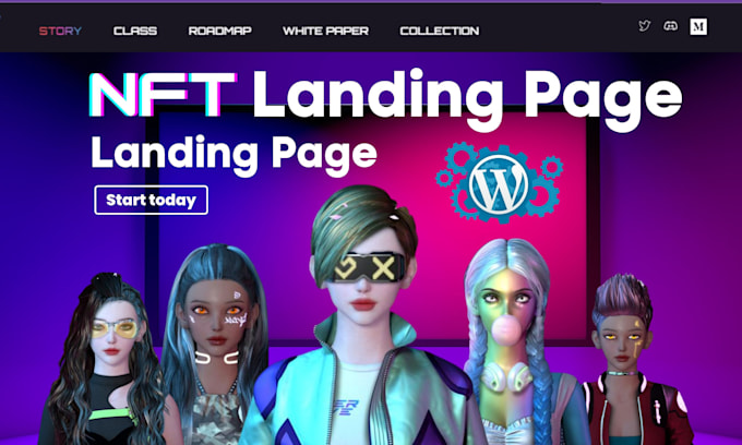 design creative nft landing page or nft website design with wordpress