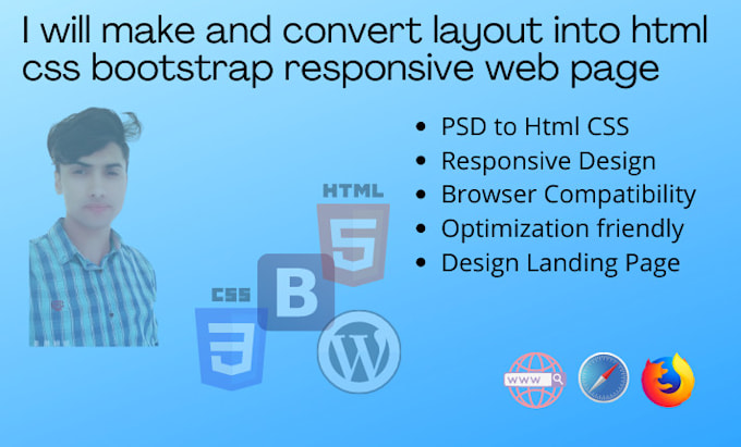 Make and convert layout into html css bootstrap responsive web page by ...