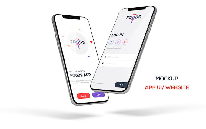 design UI app mockup realistic iphones androids laptop tablets