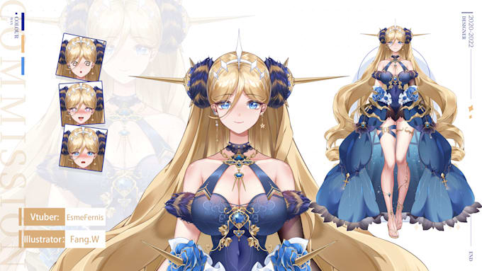 draw a live2d vtuber art ready to rig