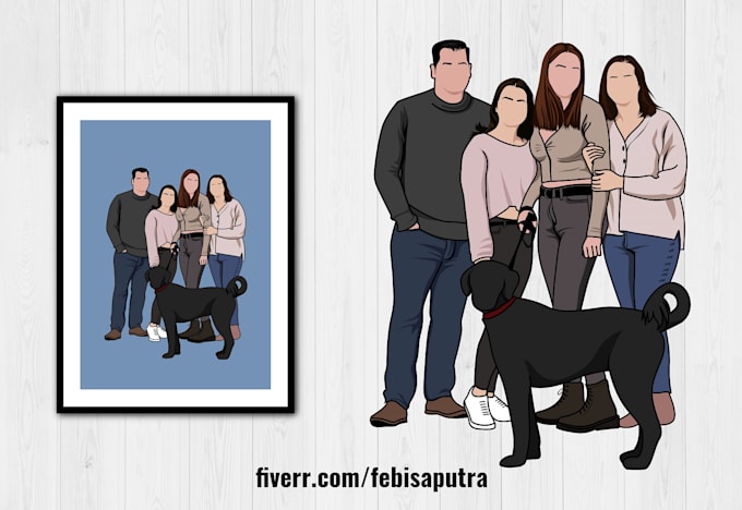 draw faceless minimalist ilustration your friend or family