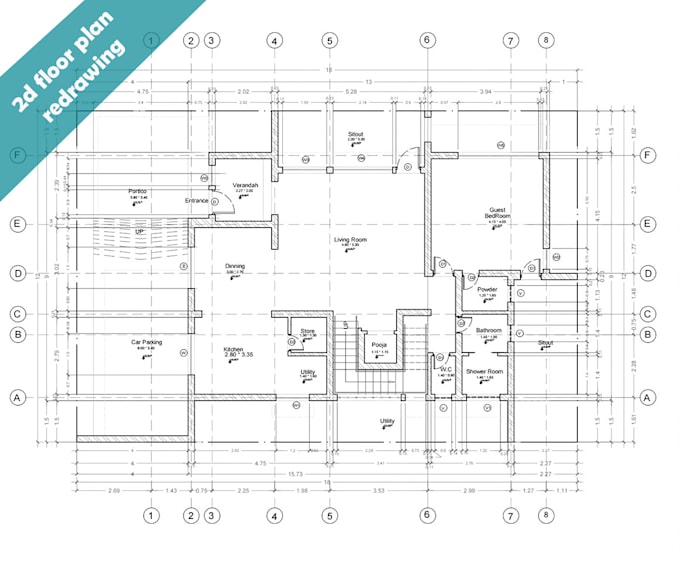 redraw 2d floor plan by autocad