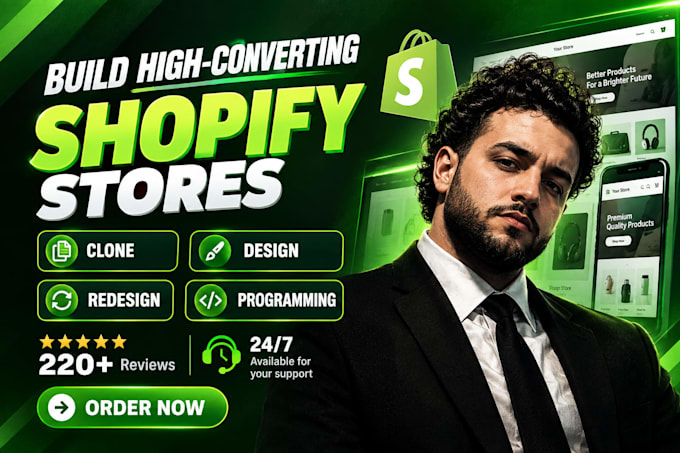 setup design redesign or copy any shopify store or shopify website