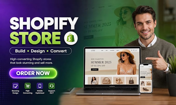 design fully responsive shopify store, shopify website