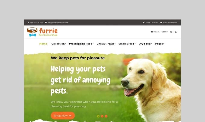 create pets shopify store or pet shopify webiste
