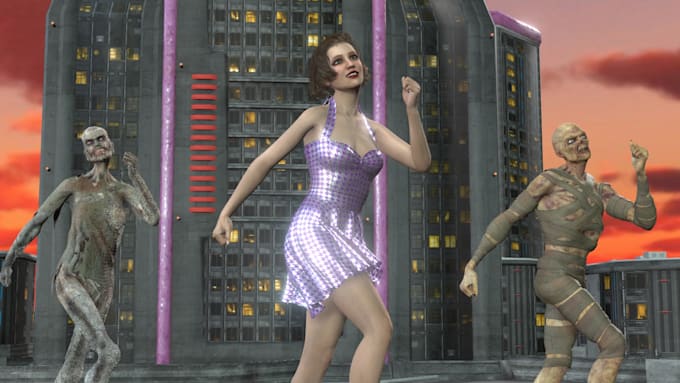 create cinematic realistic 3d dance animation music video