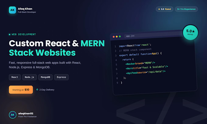 build a custom reactjs frontend or mern stack website