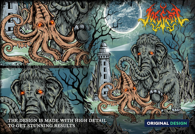 do an brutal, metal, horror or skull artworks illustration