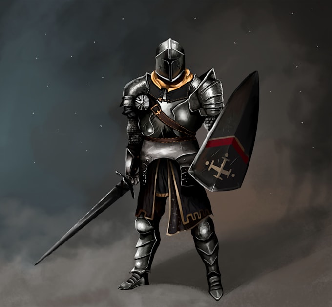 draw fantasy character in souls like style