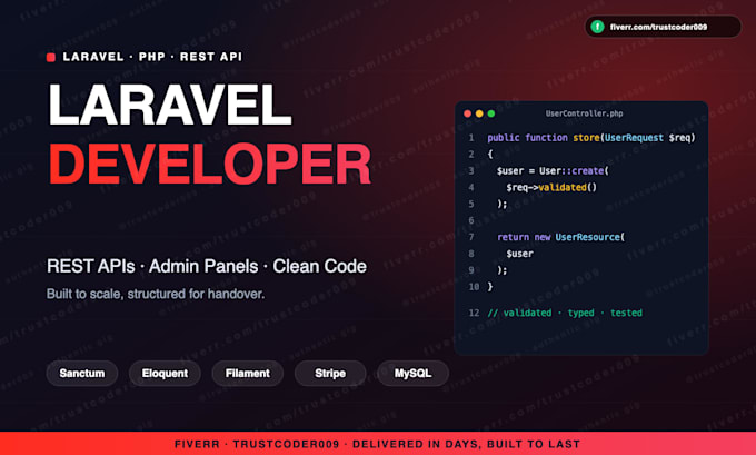 your laravel developer for backend api, web pages and frontend
