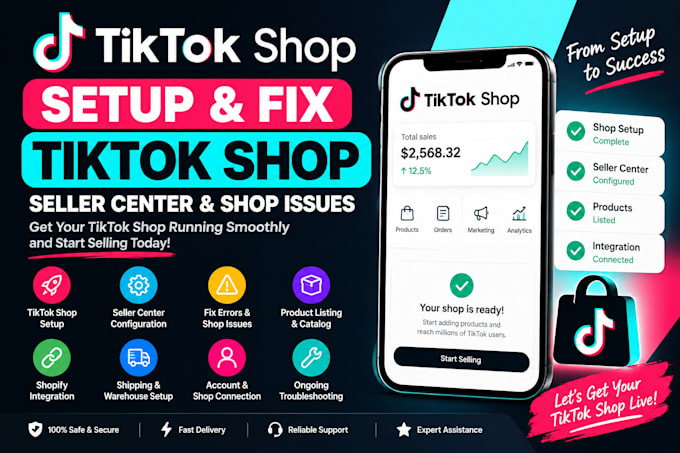 setup tiktok shop seller center and fix tiktok shop issues