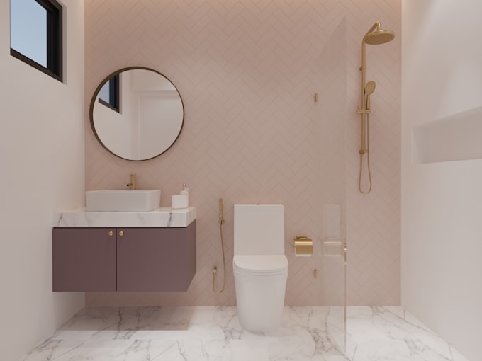 design bathroom interior with 3d renders