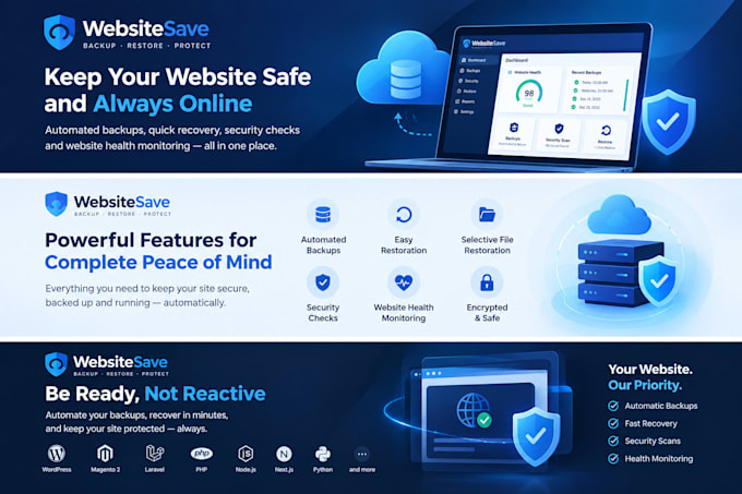 set up automated website backups, recovery and security monitoring