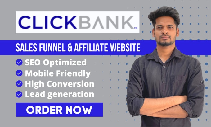 Hire a freelancer to make clickbank affiliate marketing sales funnel landing page affiliate website