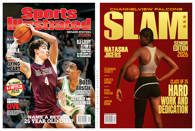 design sports or lifestyle magazine covers of all kinds