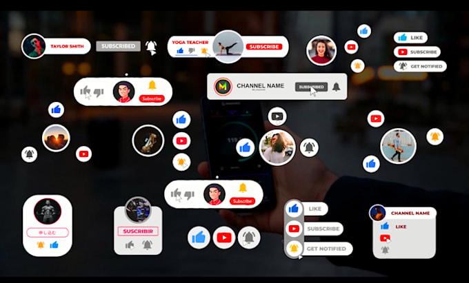 make modern youtube subscribe animation, like and bell icon button