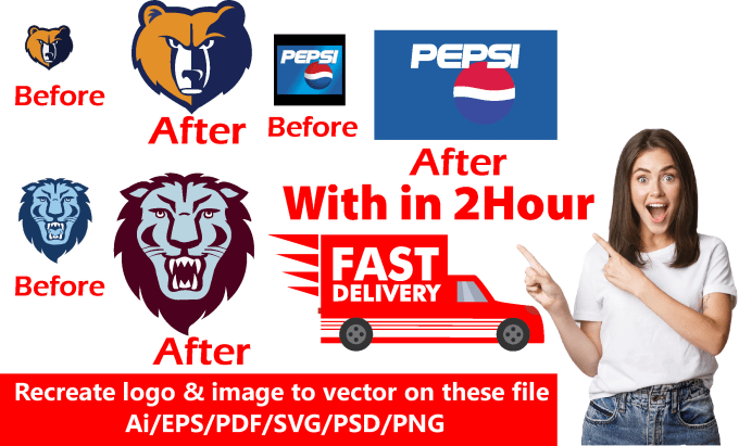 recreate logo or anything to remake design within 2 hours