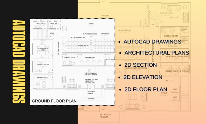draw architectural 2d floor plan and autocad 2d floor plan for interior design
