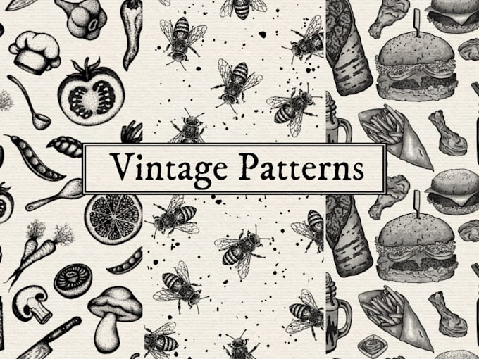 design handdrawn vintage retro seamless pattern