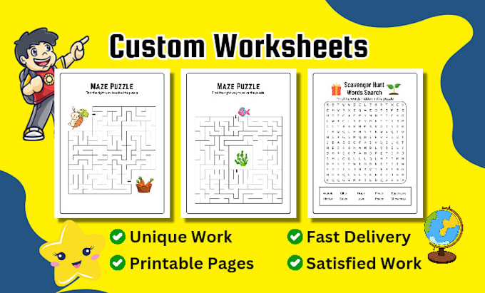 do kids activity books, custom worksheets and coloring pages