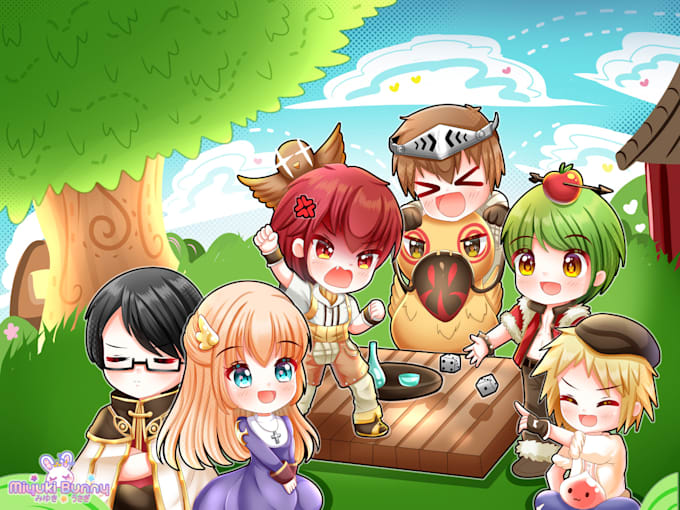 design anime chibi children story book illustration