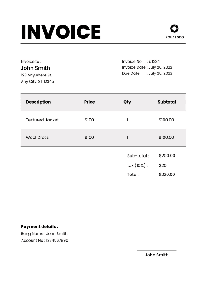 Design professional invoice template by Jennifercarly Fiverr Design professional invoice template by Jennifercarly Fiverr