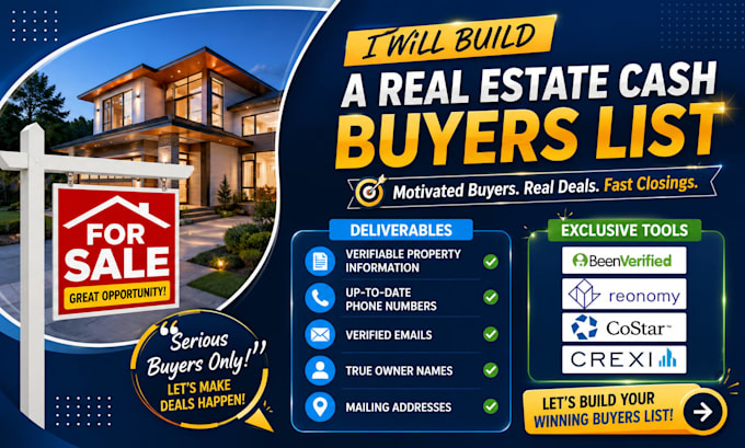 build list of usa real estate cash buyers and investors