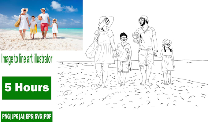 make vector line art illustration