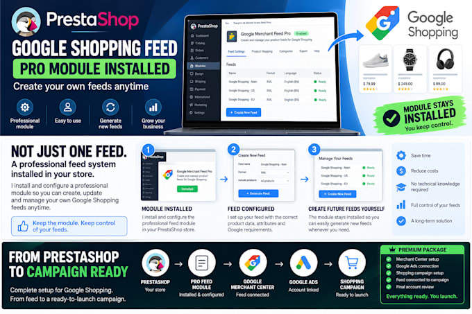 set up your prestashop google shopping feed and merchant center