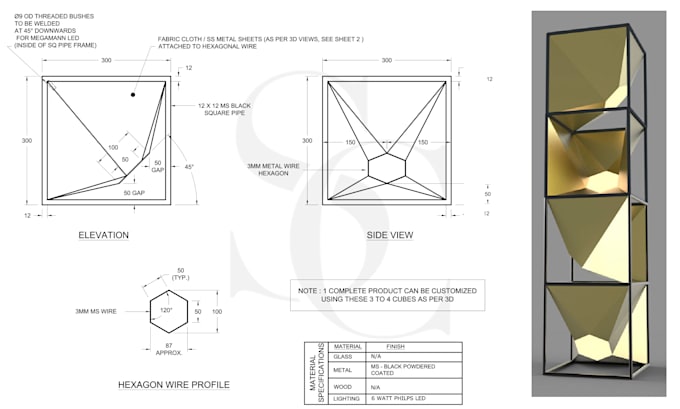 design 2d drawing and 3d cad model in autocad and solidworks
