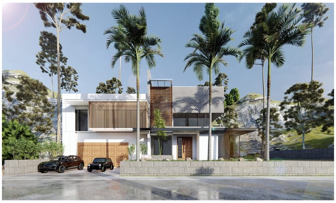 create a 3d model and realistic exterior rendering