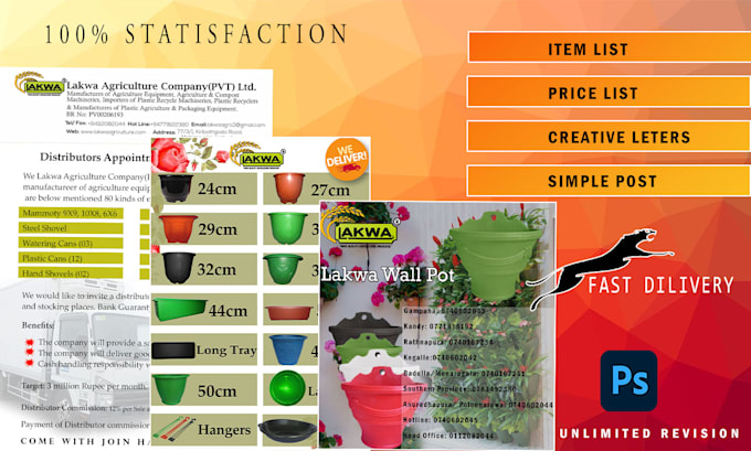 do create an item list price list and small post designing
