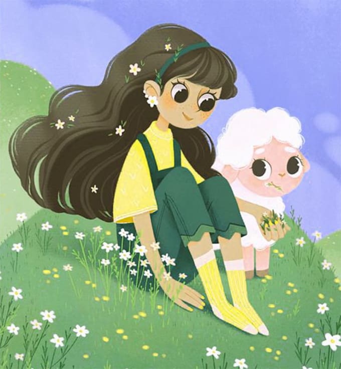 Paint a book cover art and child illustration by Pantavaat Fiverr