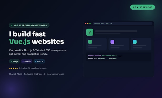be your frontend developer in vue vuejs vuetify nuxtjs and tailwind