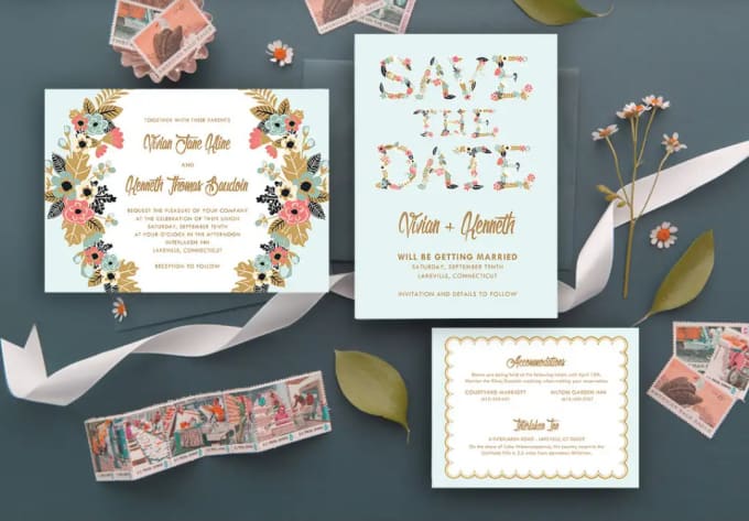 Design an elegant wedding card or invitation card for any event by