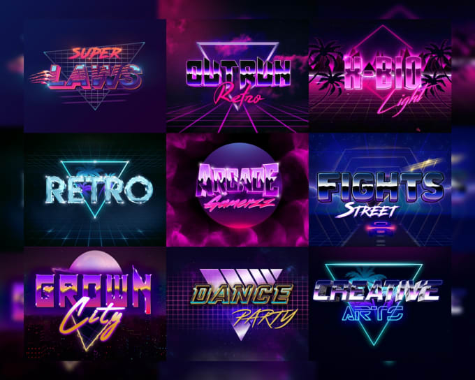 Create 80s vintage chrome design with futuristic 80s logo designs by ...