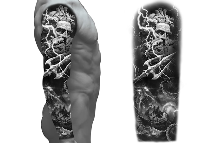 I will create sleeve tattoo design in realistic style