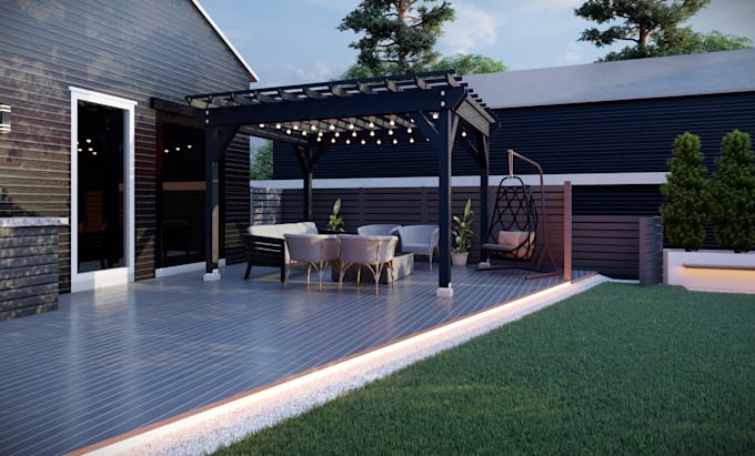 do 3d backyard landscape design patio pergola deck gazebo fireplace bbq kitchen