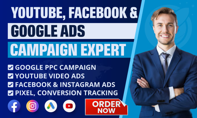 Hire a freelancer to setup effective facebook, instagram, google ads campaigns, youtube video ads