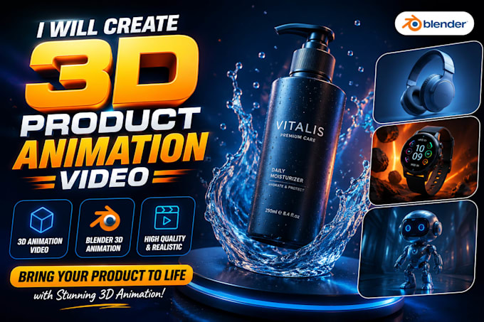 do 2d animated explainer video, 3d product animation video, blender 3d animation