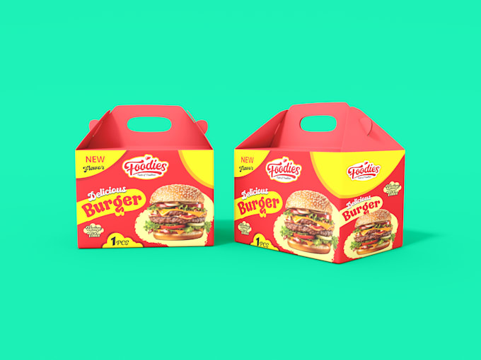 custom food box packaging design and 3d mockup