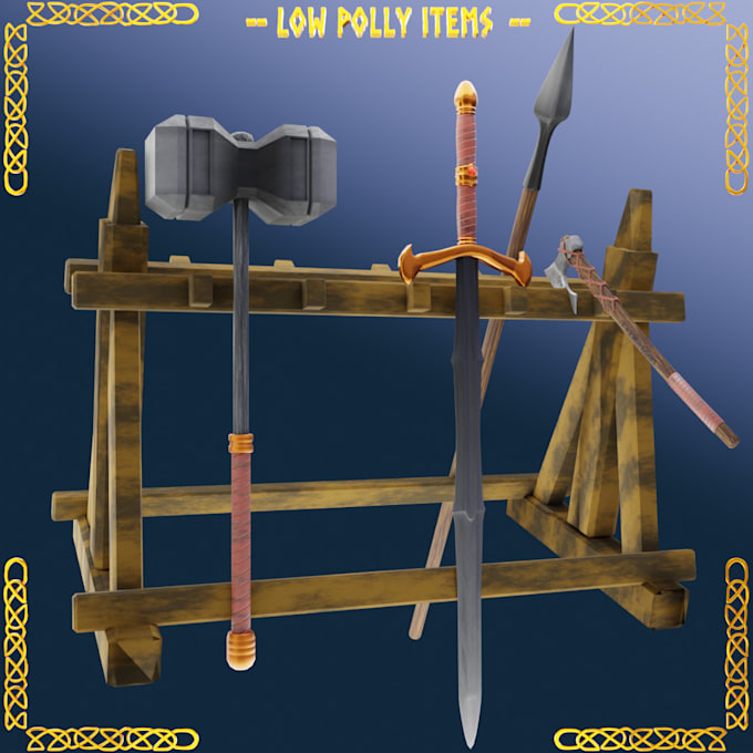 make low poly 3d items for your games