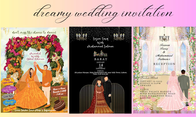 design wedding invites with illustration and animation
