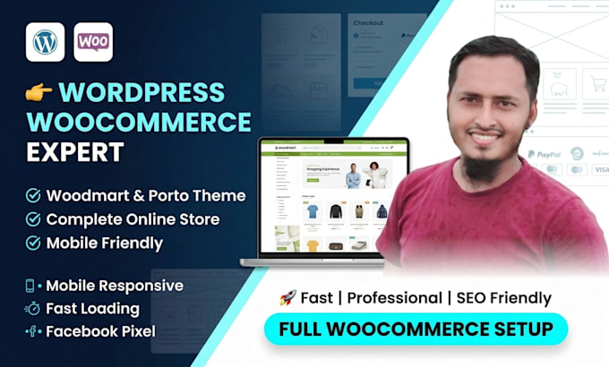 design ecommerce website using woodmart or porto woocommerce website