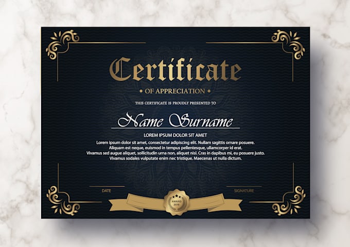 professional award, and gift certificate design gig
