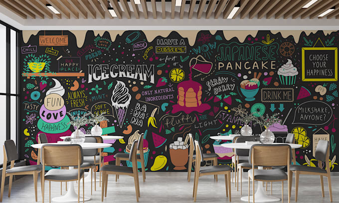 draw custom chalkboard doodle, mural and wall art