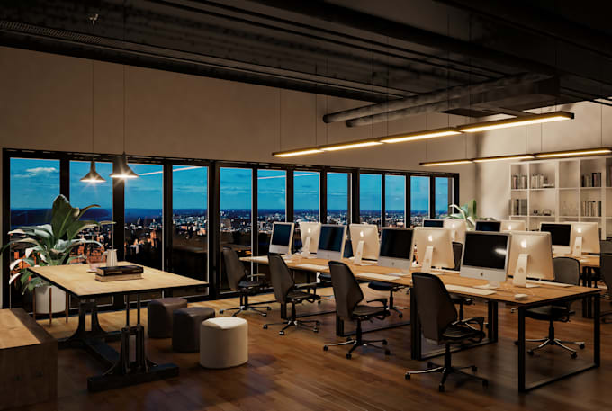do 3d office interior design and commercial interior spaces