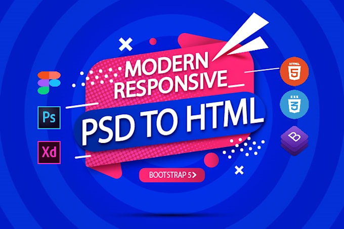convert figma and psd to html with responsive bootstrap5