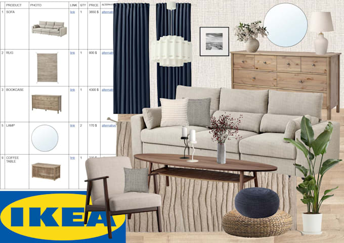 do ikea interior design, mood board, layout, shopping list