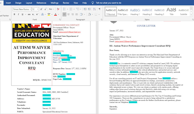 search document respond to US county state and federal government contracts
